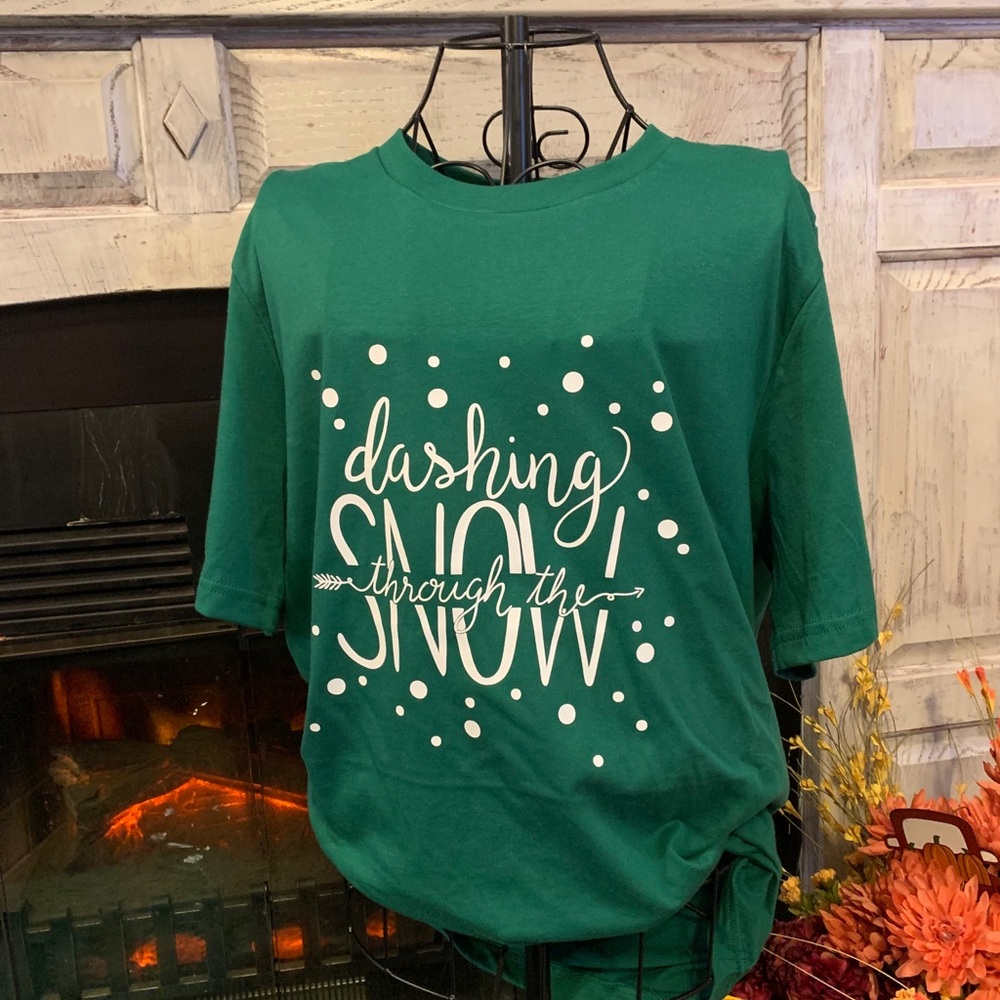 Dashing through the snow graphic T-shirt